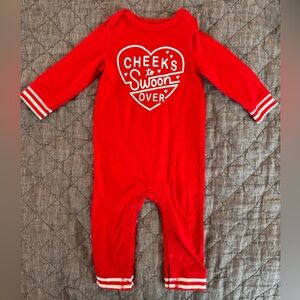 Cat & Jack Red and White Onesie with Heart Design Valentine’s Day